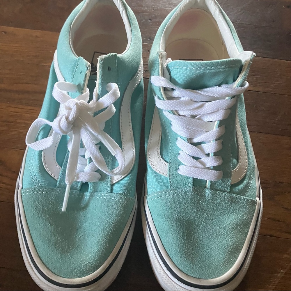 Vans Old Skool Mint Green and White Sneakers
